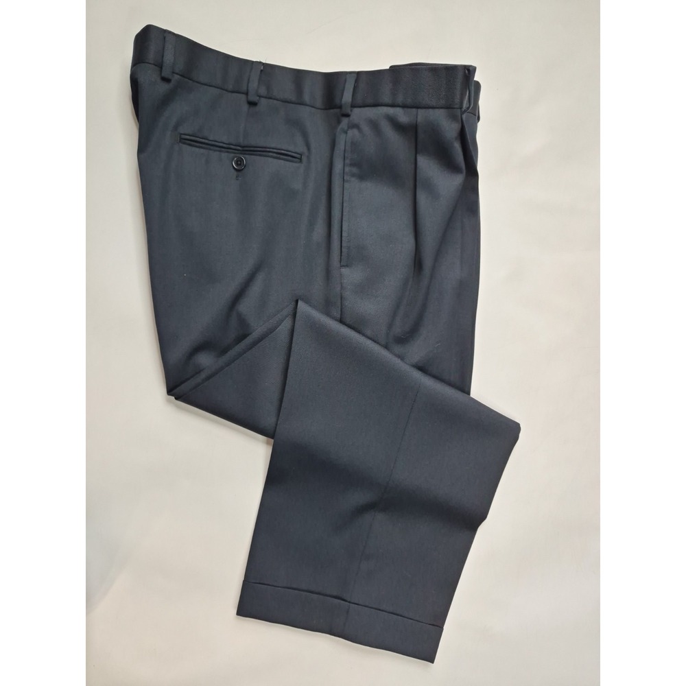 Brooks Brothers Madison Pleated Wool Dress Pants Navy Blue 42x26